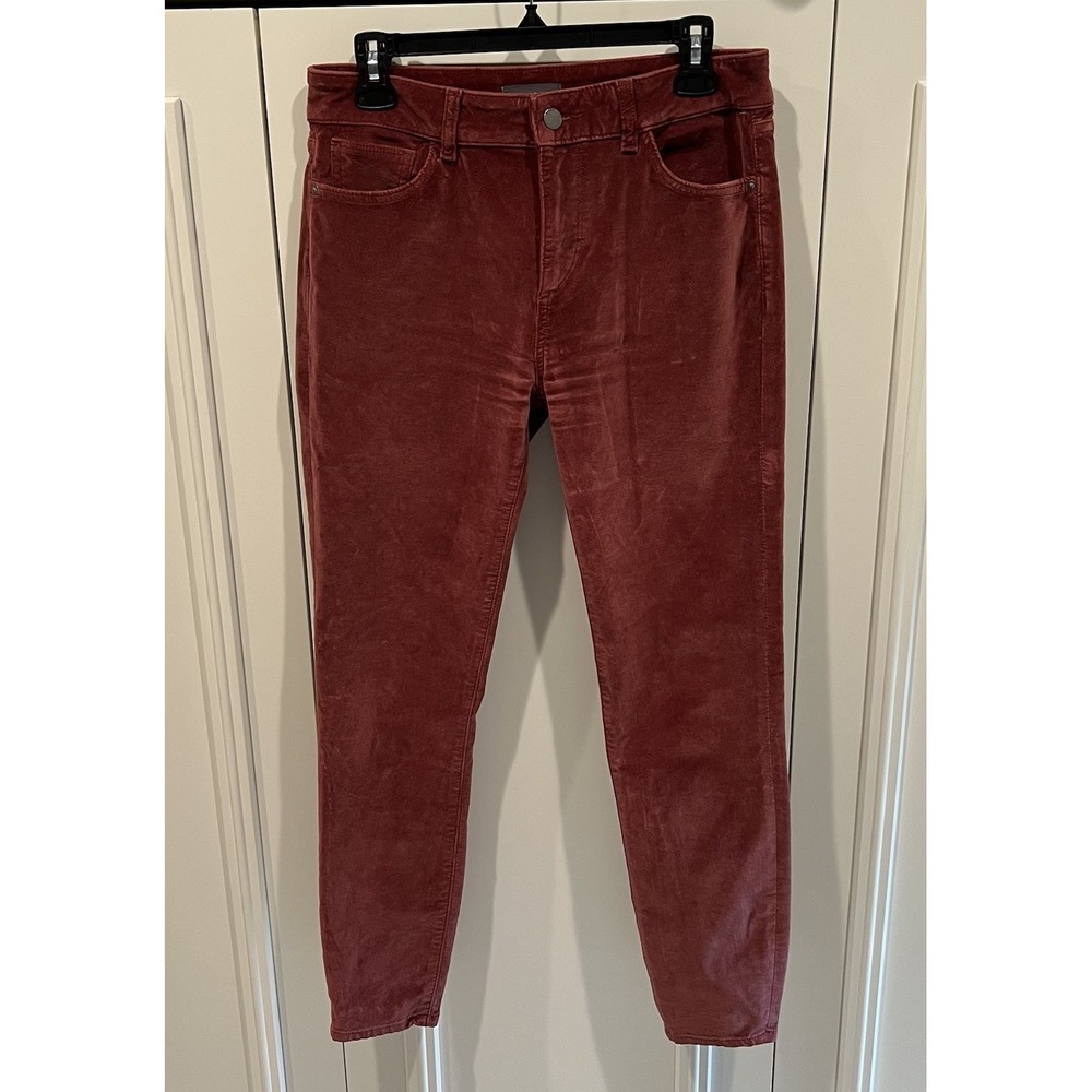 DL1961 Margaux Instasculpt Dusty Rose Velvet Ankle Pants Size 29 Skinny Stretch